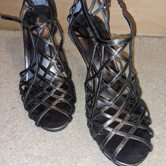 Nine West gunmetal cage heels - Picture 1 of 2